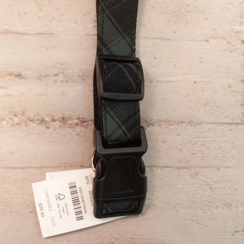 NWT J. Crew Crew Mutts Tartan Plaid Dog Collar size M/L